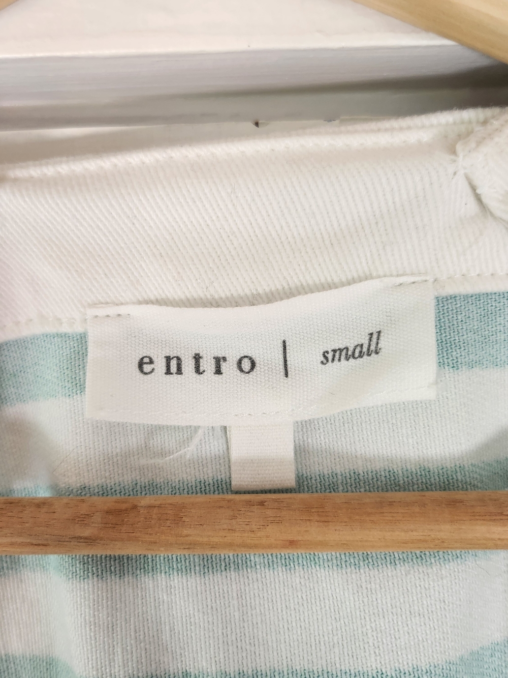 entro Anthropologie Sz S Green & White Striped Button-Front Denim Sundress - Picture 4 of 5